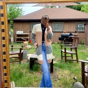 Tri-Color Cardigan (Grey, Pink, and White)